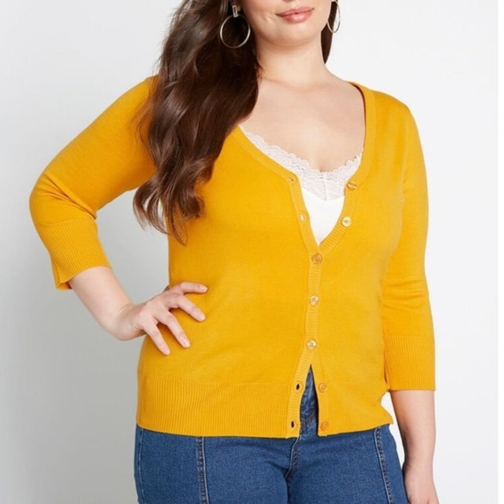 Modcloth Charter School Cardigan Honey 1X
